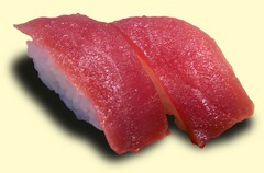 Photo of a pair of Maguro-nigiri Photo of a pair of Maguro-nigiri